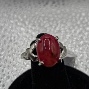 Ring, Elegant Silver and Red Women's